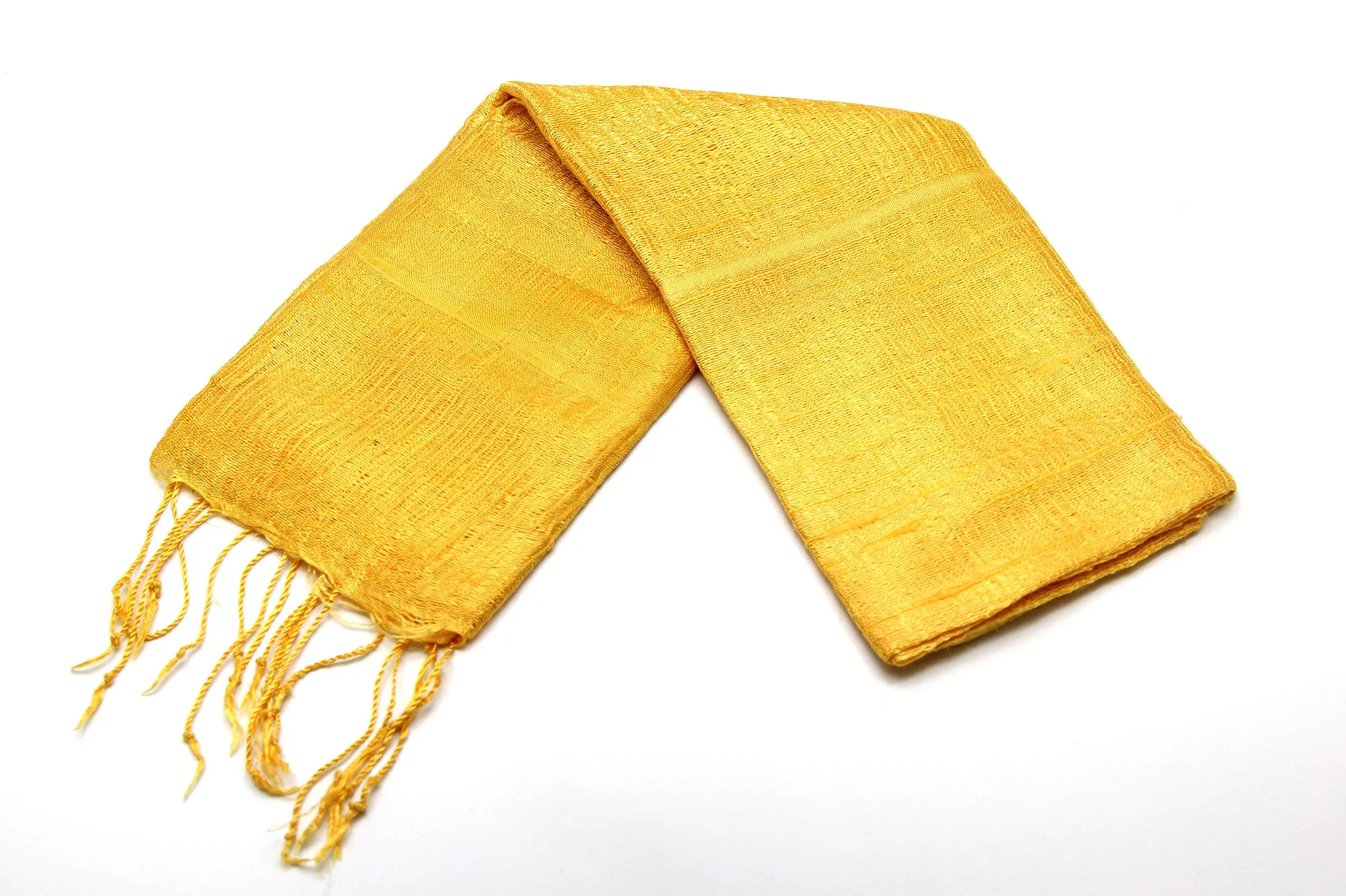 100% Fair Trade Thai Silk Solid Color Scarf Gold