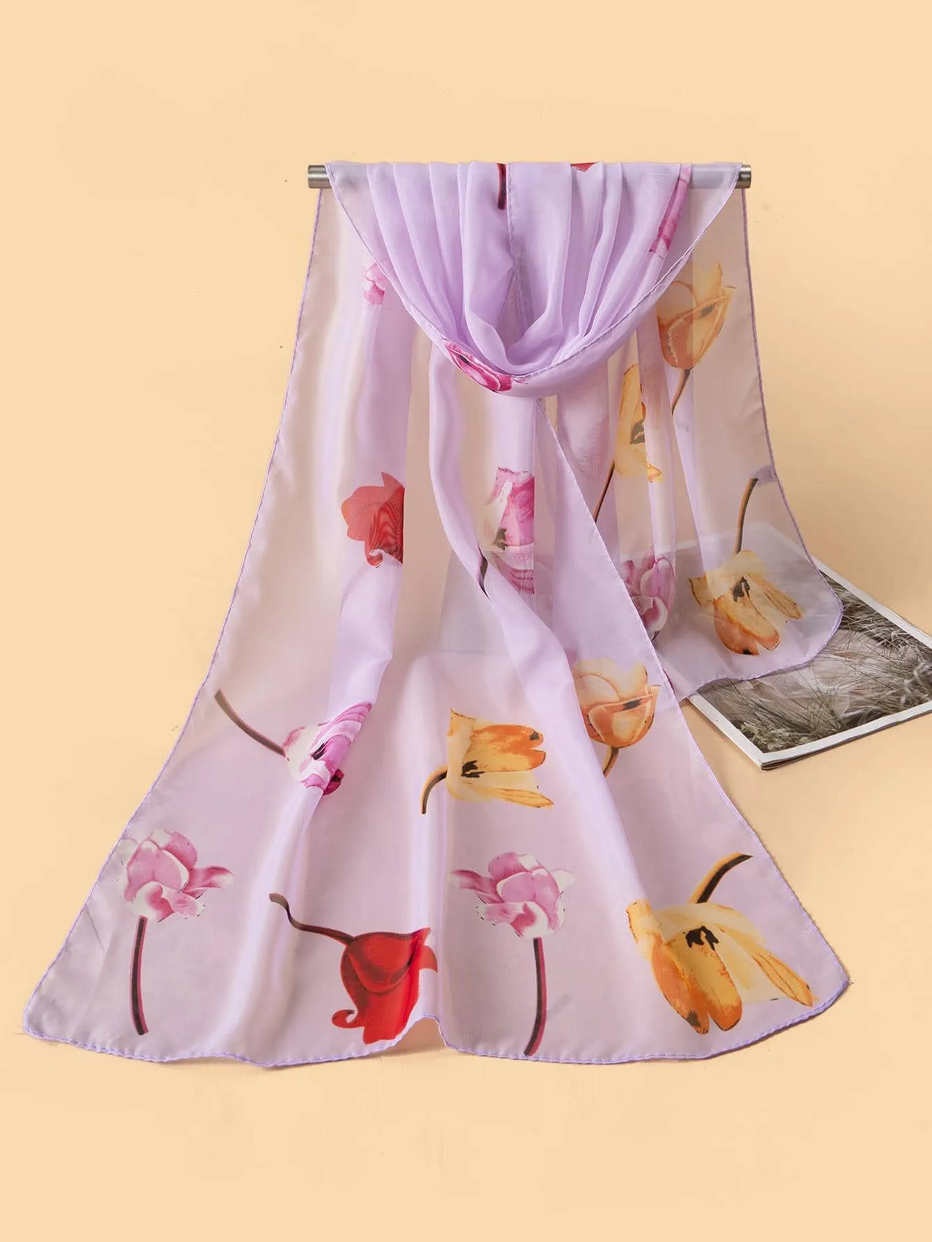 1pc Women Floral Pattern Fashion Scarf, For Summer