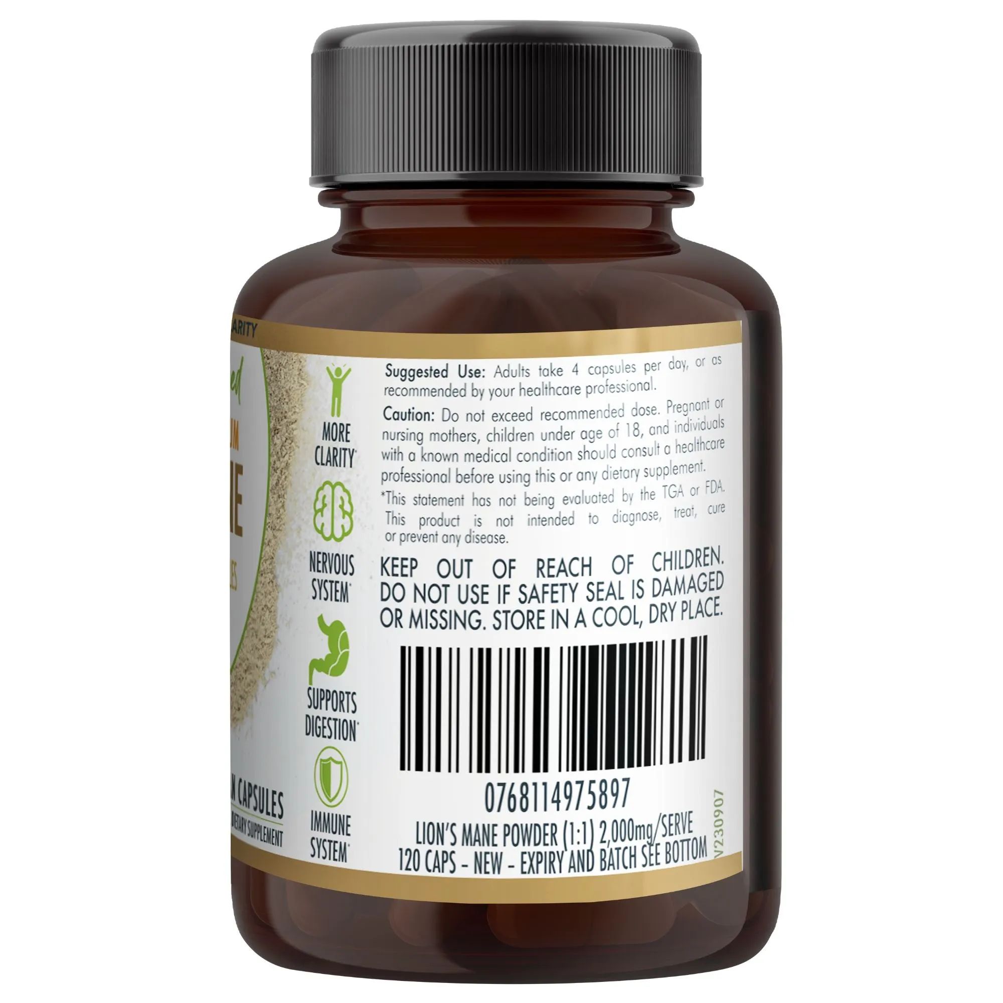 2,000mg Lion's Mane, Cognitive & Immune Support, 120 Vegan Capsules