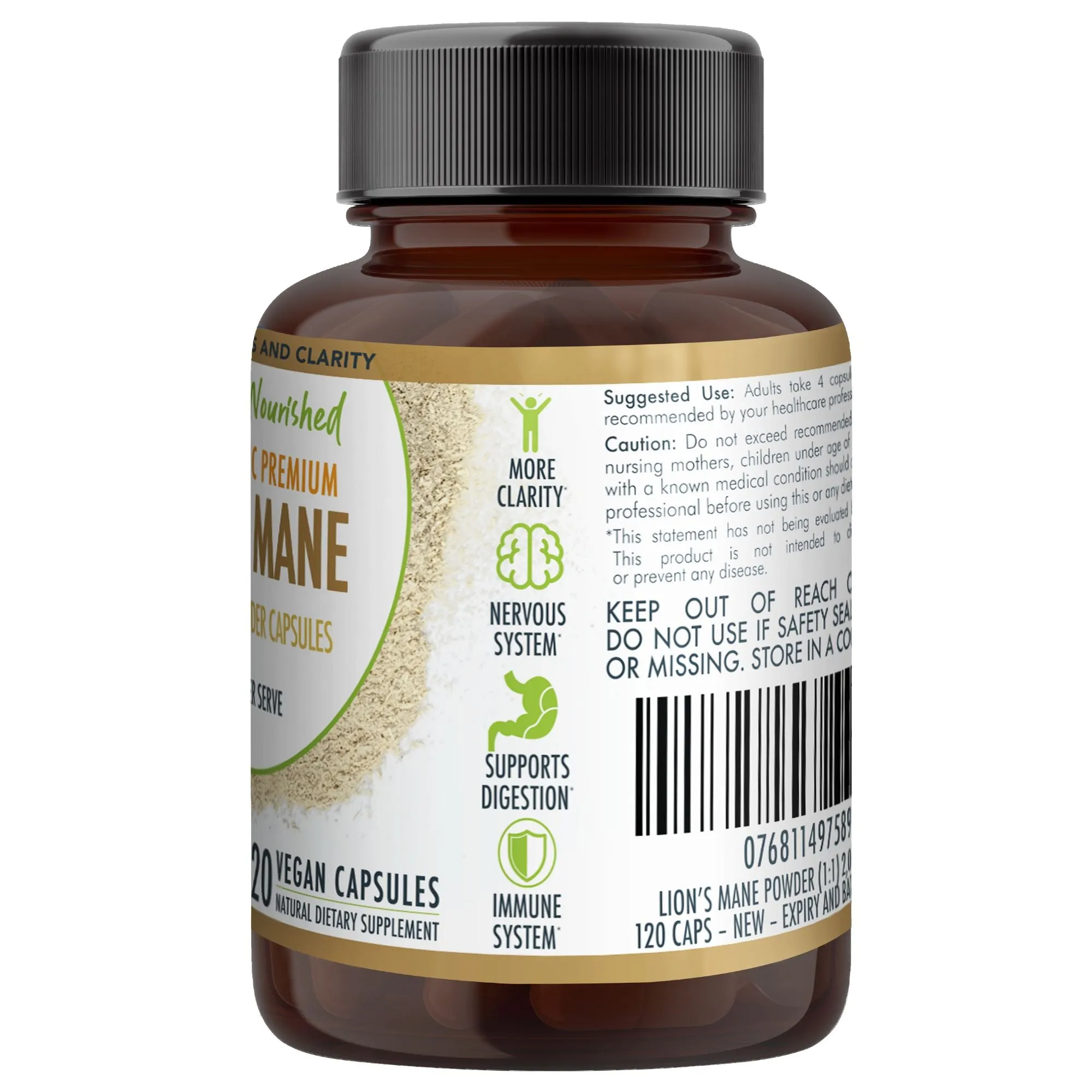 2,000mg Lion's Mane, Cognitive & Immune Support, 120 Vegan Capsules