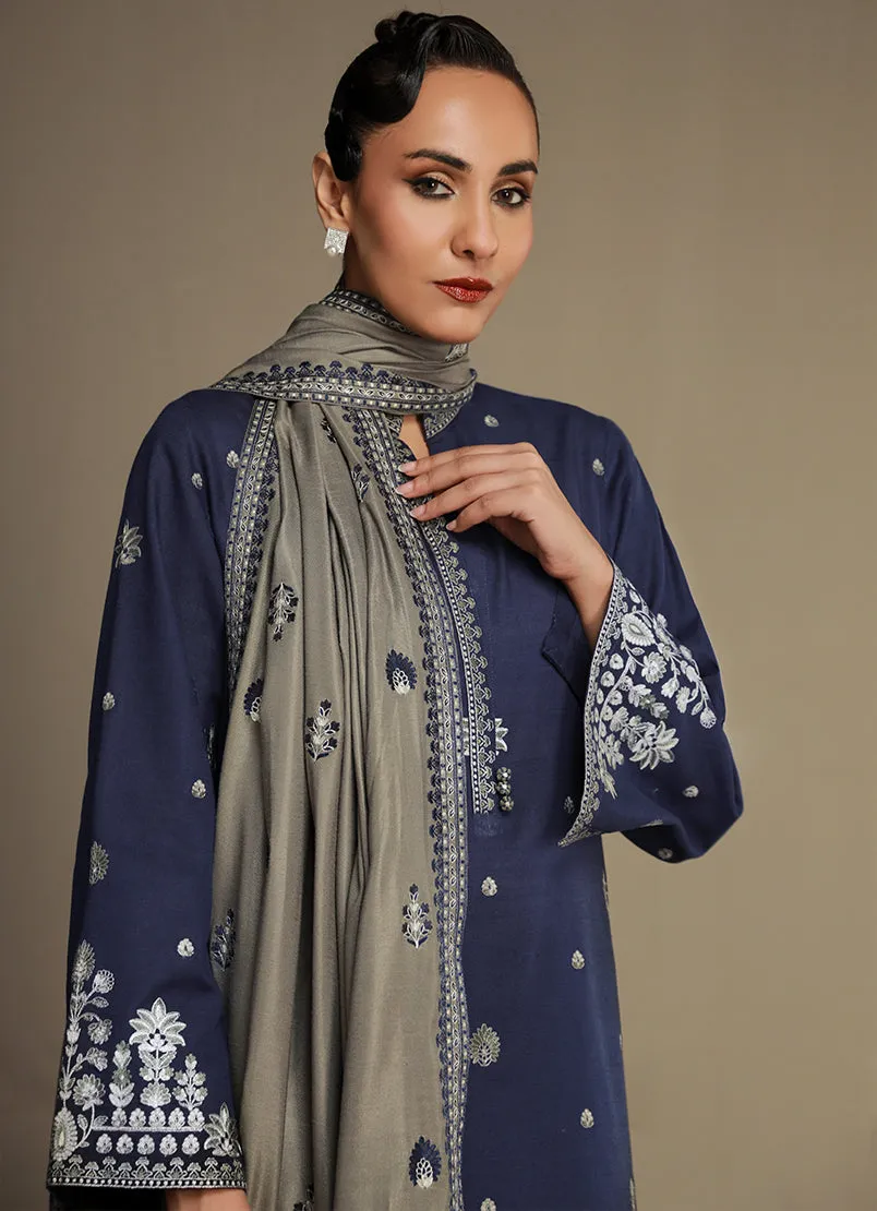 3 Pc Khaddar Embroidered Suit - Ikse-213978