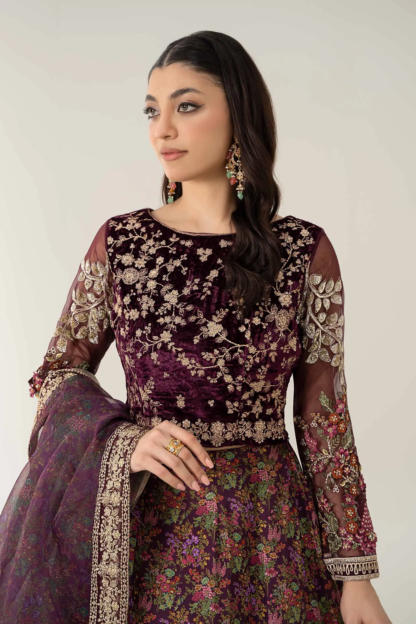 3 Piece Embroidered Velvet Suit | SF-W24-50