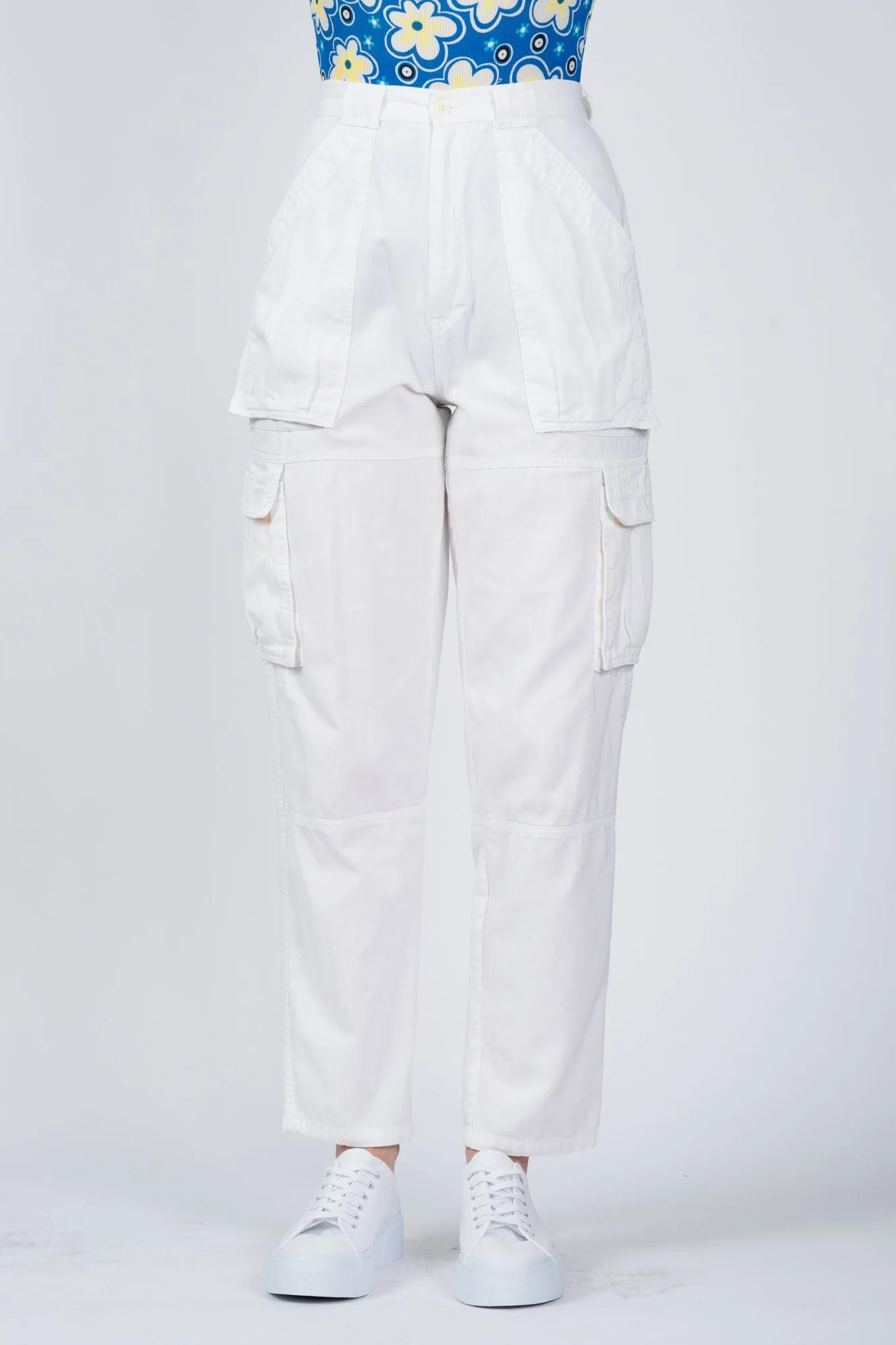 80s Palmetto's White Cargo Pants - Small, 25.5"