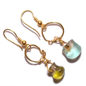 A pair of Roman Gold and Glass Earrings, Roman Imperial Period, ca. 1st Century CE