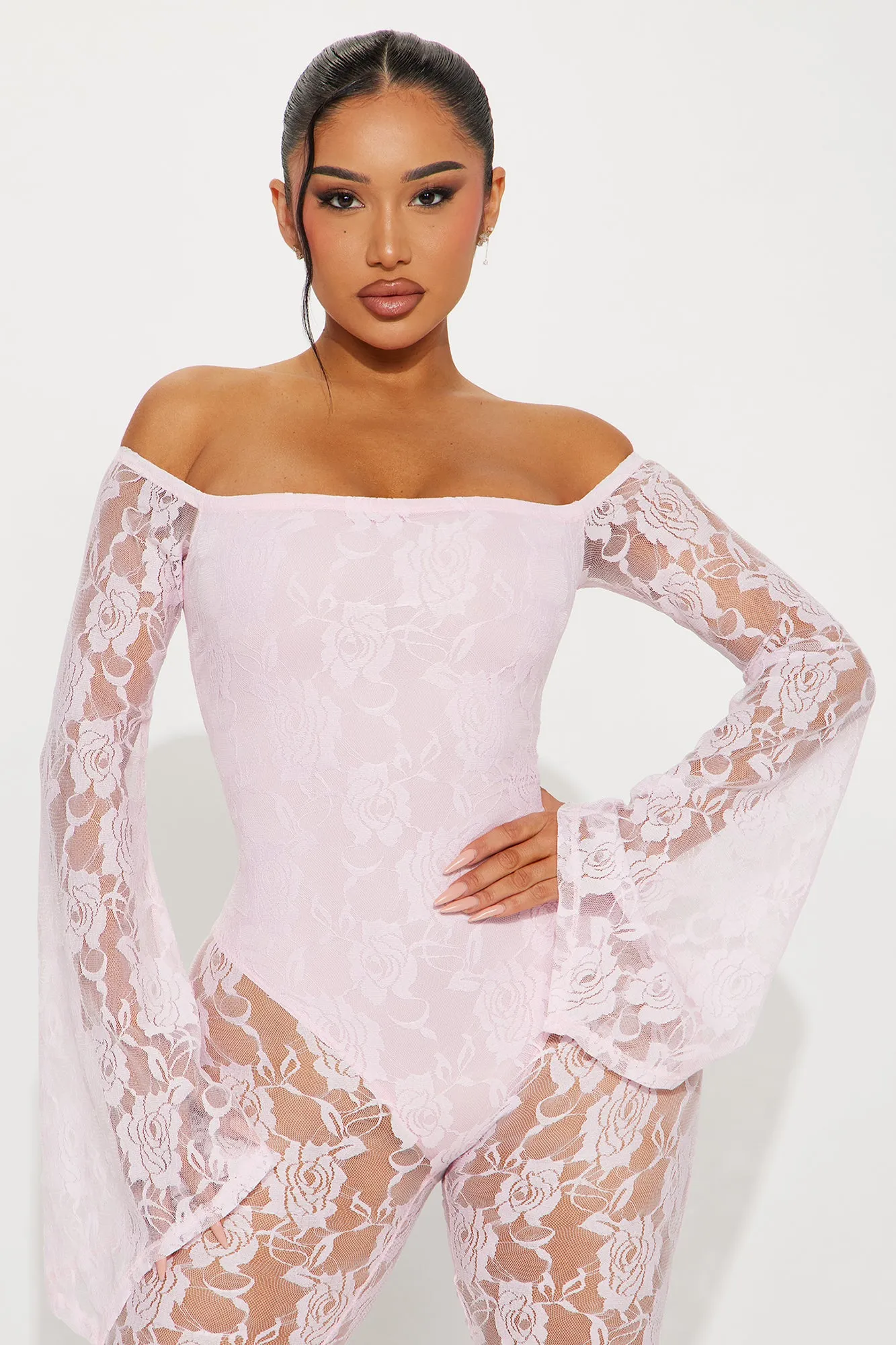 After The Storm Lace Jumpsuit - Pink