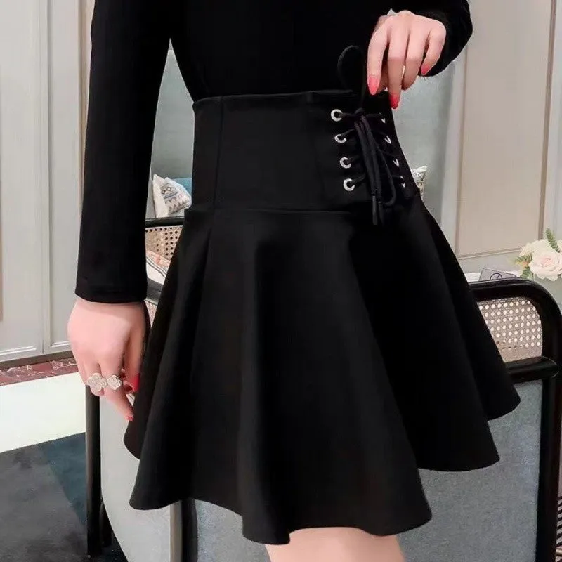 Aiertu guys in skirts Skirt  Autumn Fashion A- line Skirt Slimming Short Skirt Anti-Exposure Pettiskirt High Waist Elastic Pleated