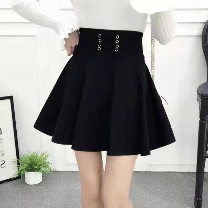 Aiertu guys in skirts Skirt  Autumn Fashion A- line Skirt Slimming Short Skirt Anti-Exposure Pettiskirt High Waist Elastic Pleated