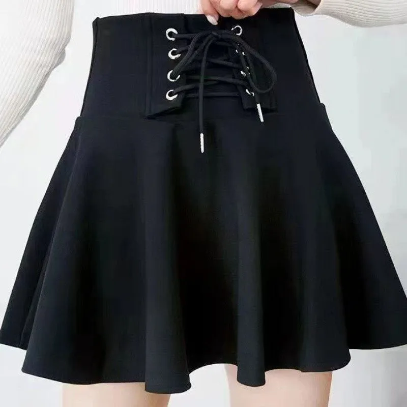 Aiertu guys in skirts Skirt  Autumn Fashion A- line Skirt Slimming Short Skirt Anti-Exposure Pettiskirt High Waist Elastic Pleated