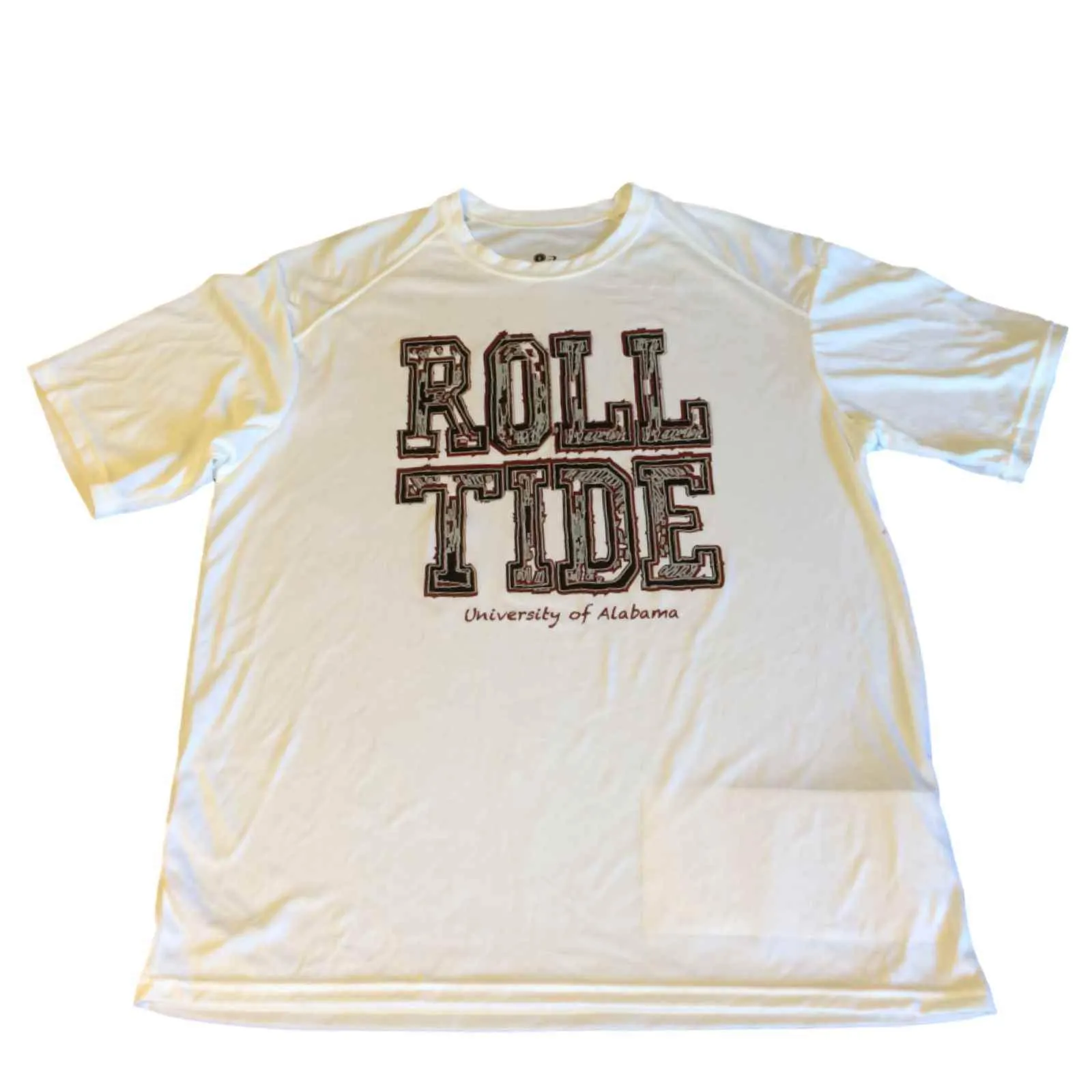 Alabama Crimson Tide Badger Sport White "Roll Tide" SS Crew Neck T-Shirt (L)