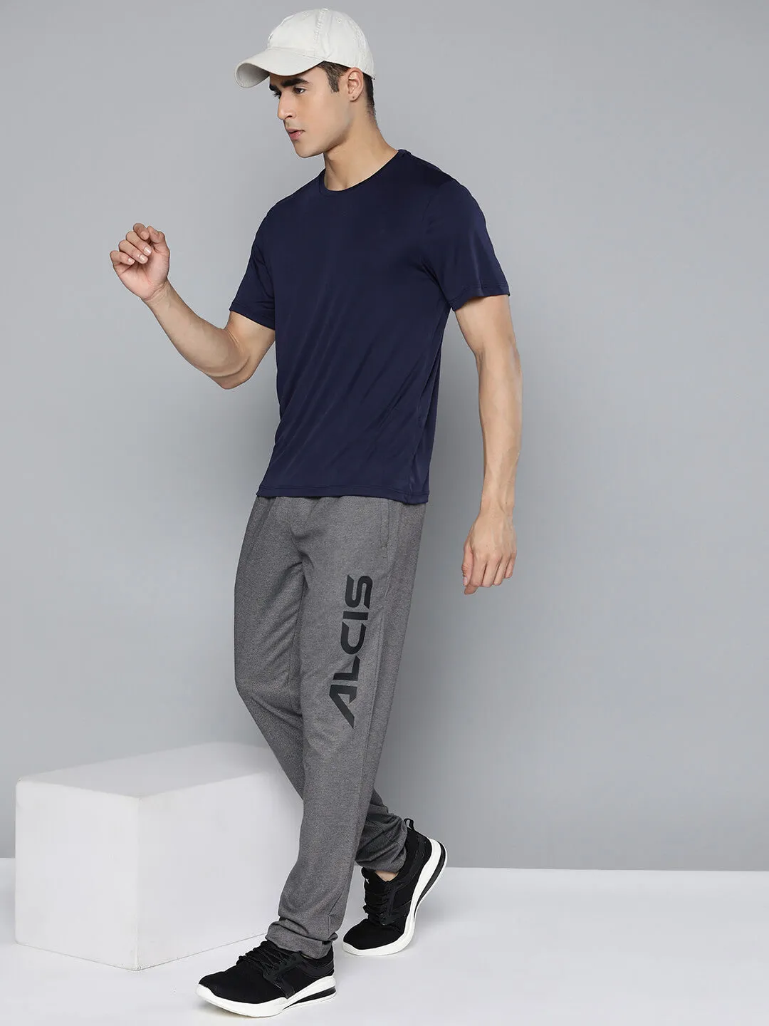 Alcis Men Charcoal Solid Drytech  Track Pants