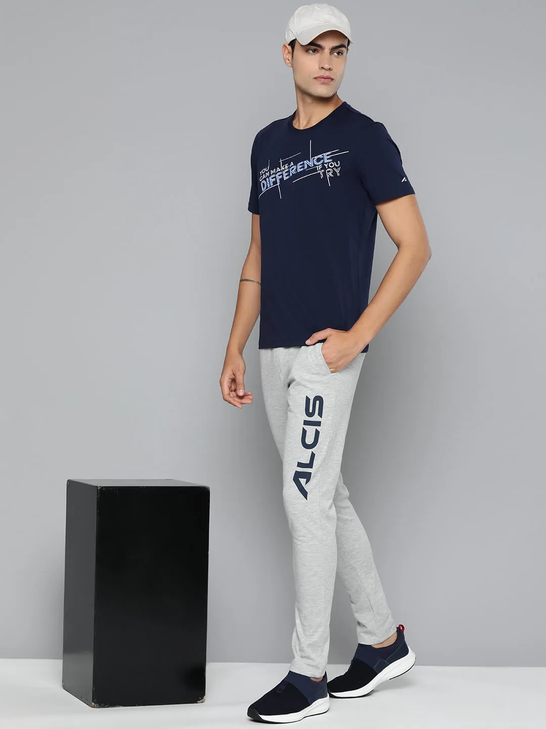 Alcis Men Grey Printed Drytech  Slim-Fit Track Pants