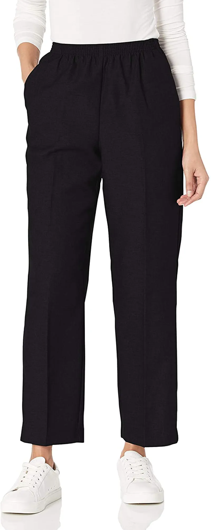 Alfred Dunner Women's All Around Elastic Waist Polyester Petite Pants Poly Proportioned Medium