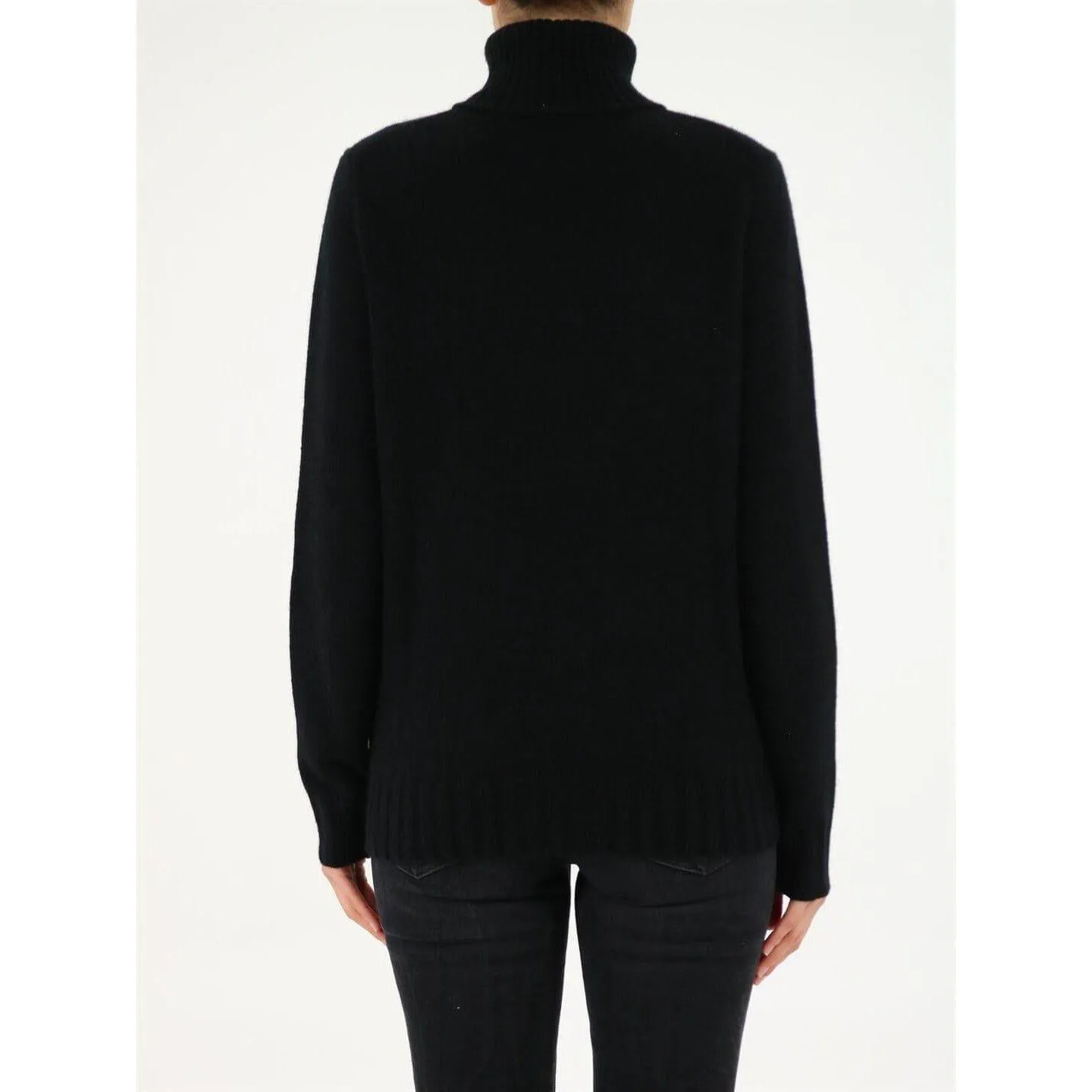 Allude Black Roll-Neck Cashmere Sweater