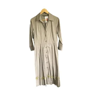 Apostrophe Cotton Taupe 3/4 Sleeved Dress Size 38 UK Size 12