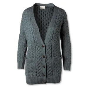 Aran Knit Boyfriend Cardigan- Charcoal Grey