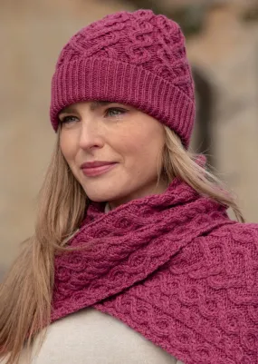 Aran Super Soft Heart Hat | Magenta