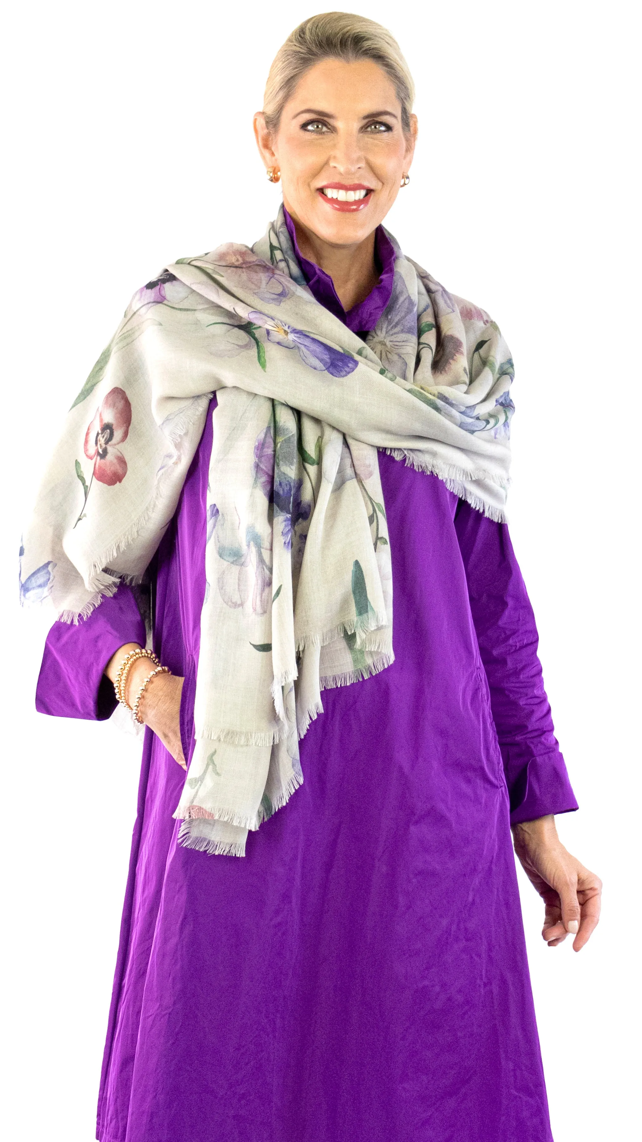 Astrid Scarf - Iris - Taupe / Purple / Teal