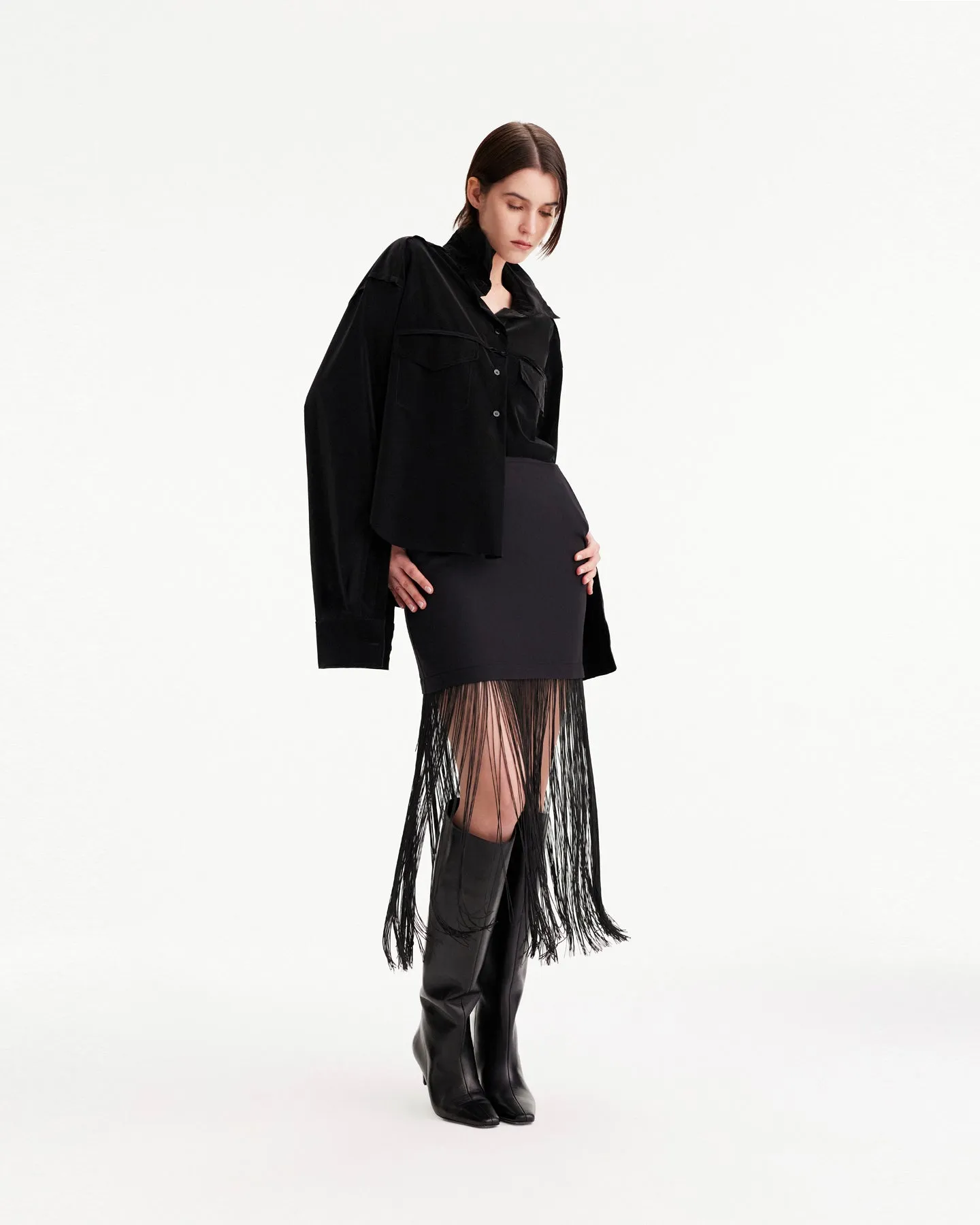 Atlas Fringe Layered Mini Skirt