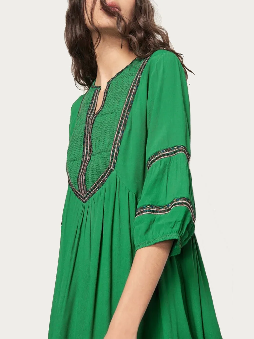 BA&SH Tale Embroidered Crepe Mini Dress