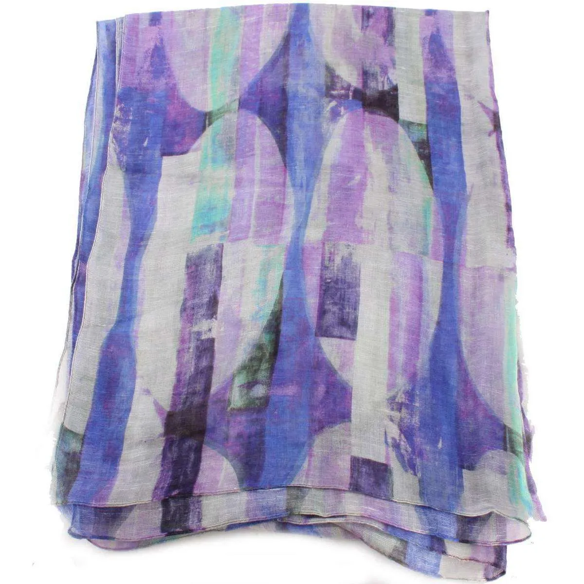 Bassin and Brown Vanilla Abstract Stripe Cotton Scarf  - Purple/Lilac