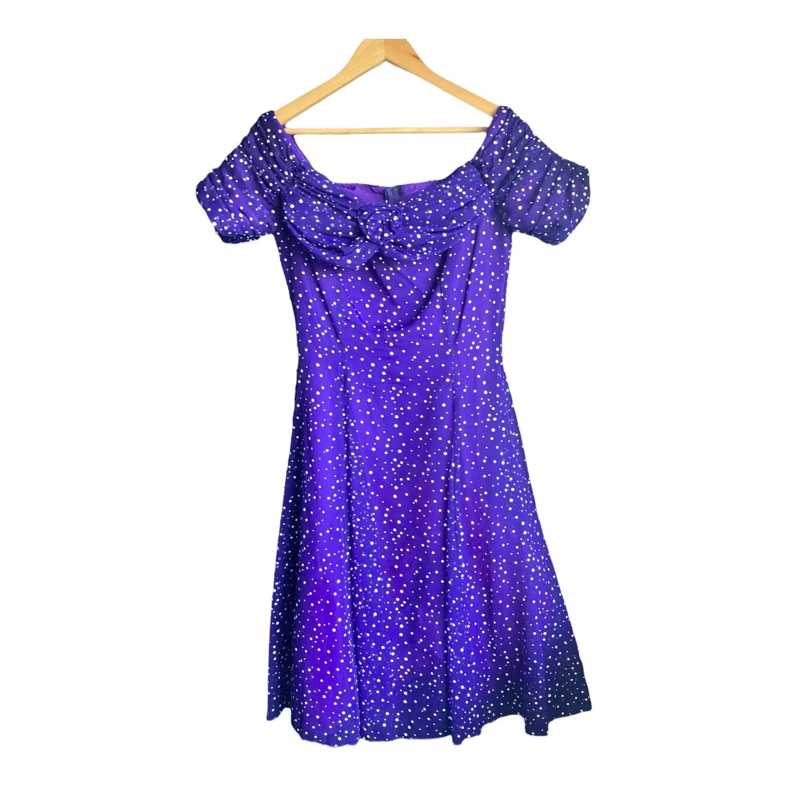 Berkertex Purple Spotted Occasion Short Sleeved Dress UK Size 12