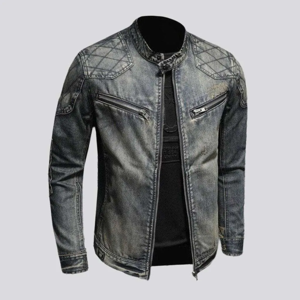 Biker bomber men denim jacket