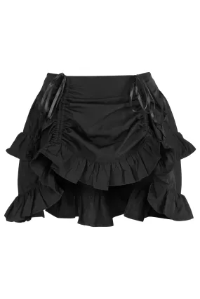 Black Crepe Ruched Bustle Skirt