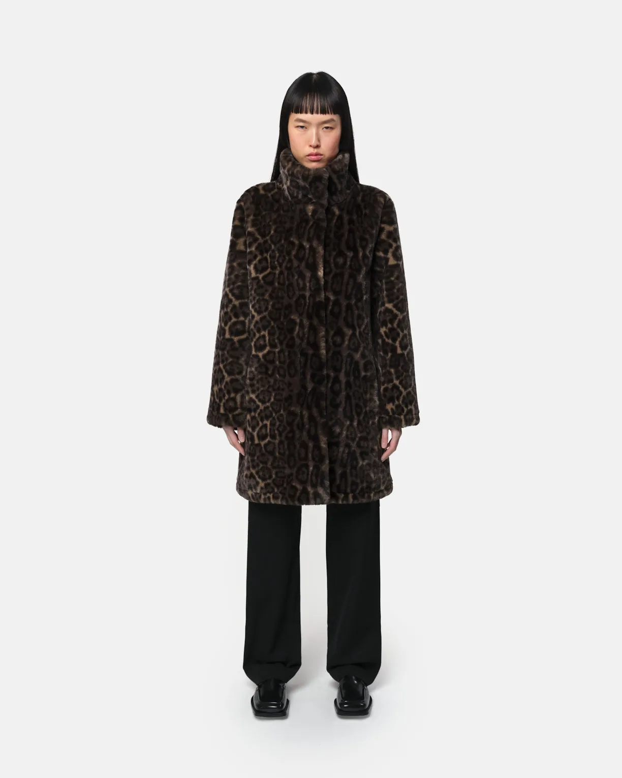 Blair Dark Leopard Mid-Length Coat