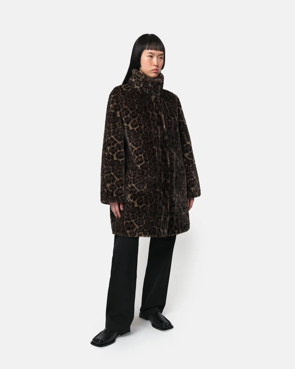 Blair Dark Leopard Mid-Length Coat