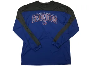 Boise State Broncos Badger Sport Blue Gray LS Crew Performance T-Shirt (L)