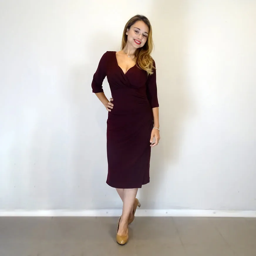 Burgundy Ruched Dress