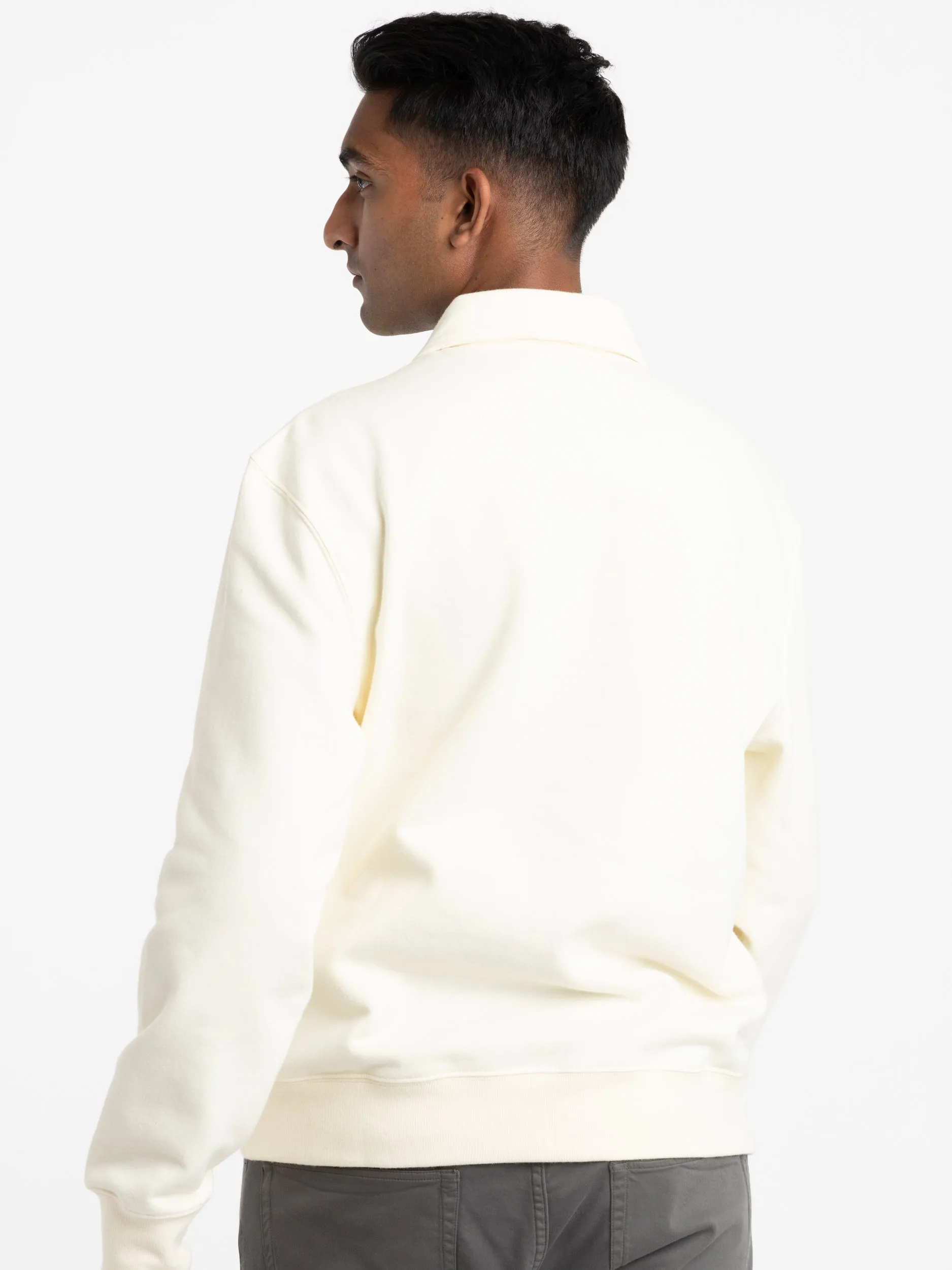 Cream Cotton-Blend Polo Sweater