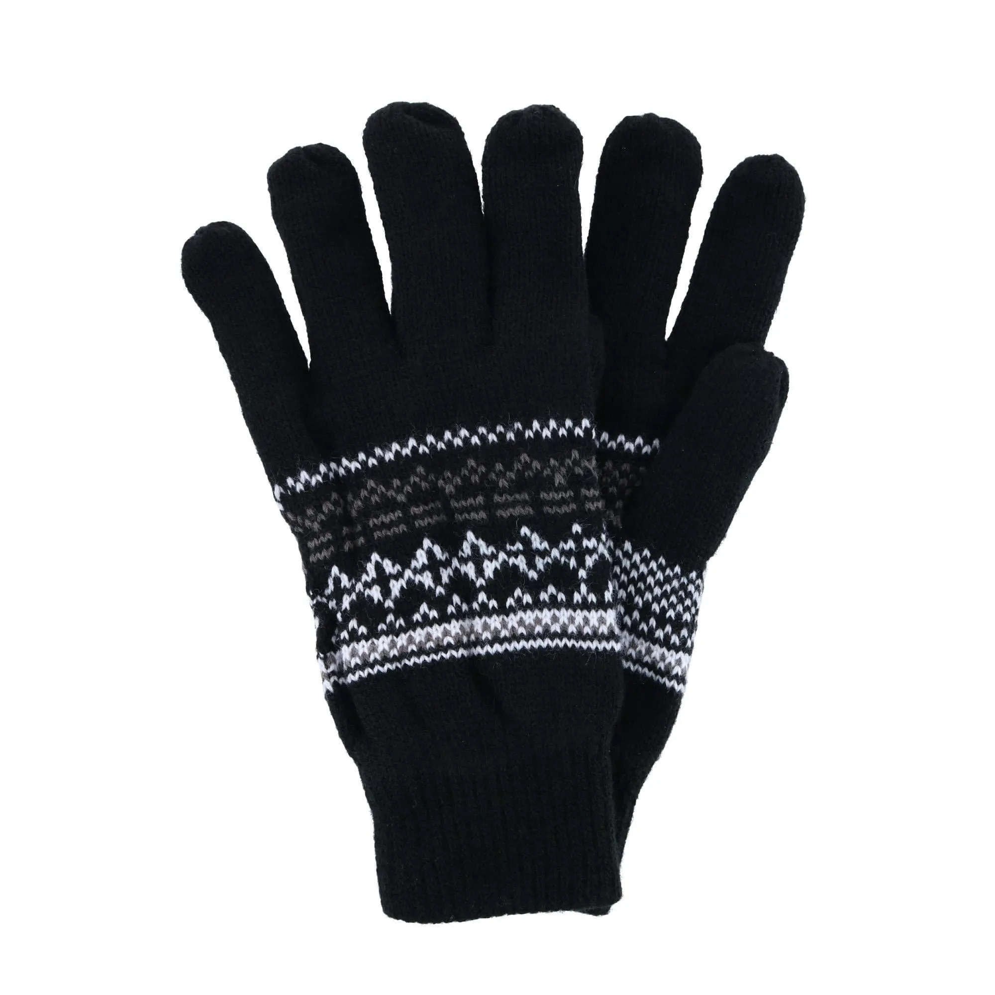 CTM® Men's Heavy Knit Winter Pattern Hat Glove and Scarf Set