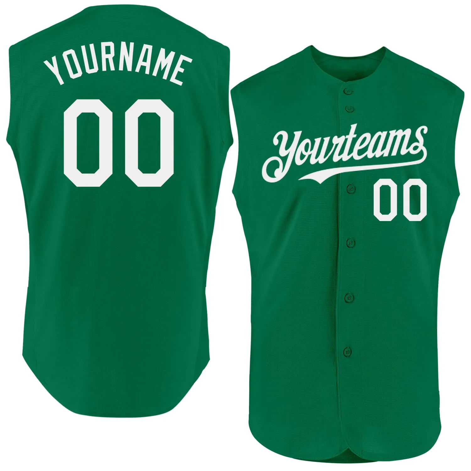 Custom Kelly Green White Authentic Sleeveless Baseball Jersey