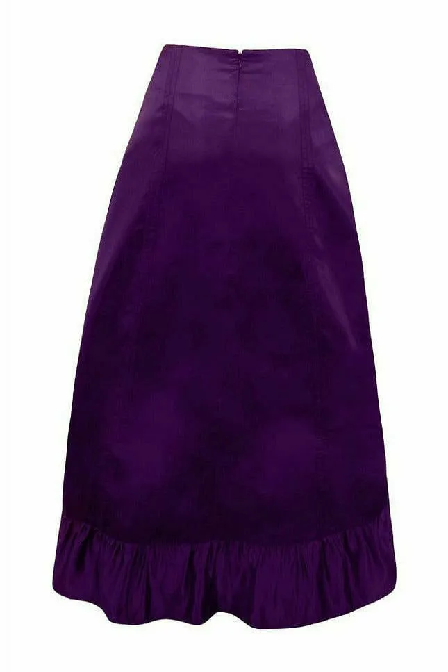 Daisy Corsets Plum Satin Hi Low Ruched Ruffle Skirt