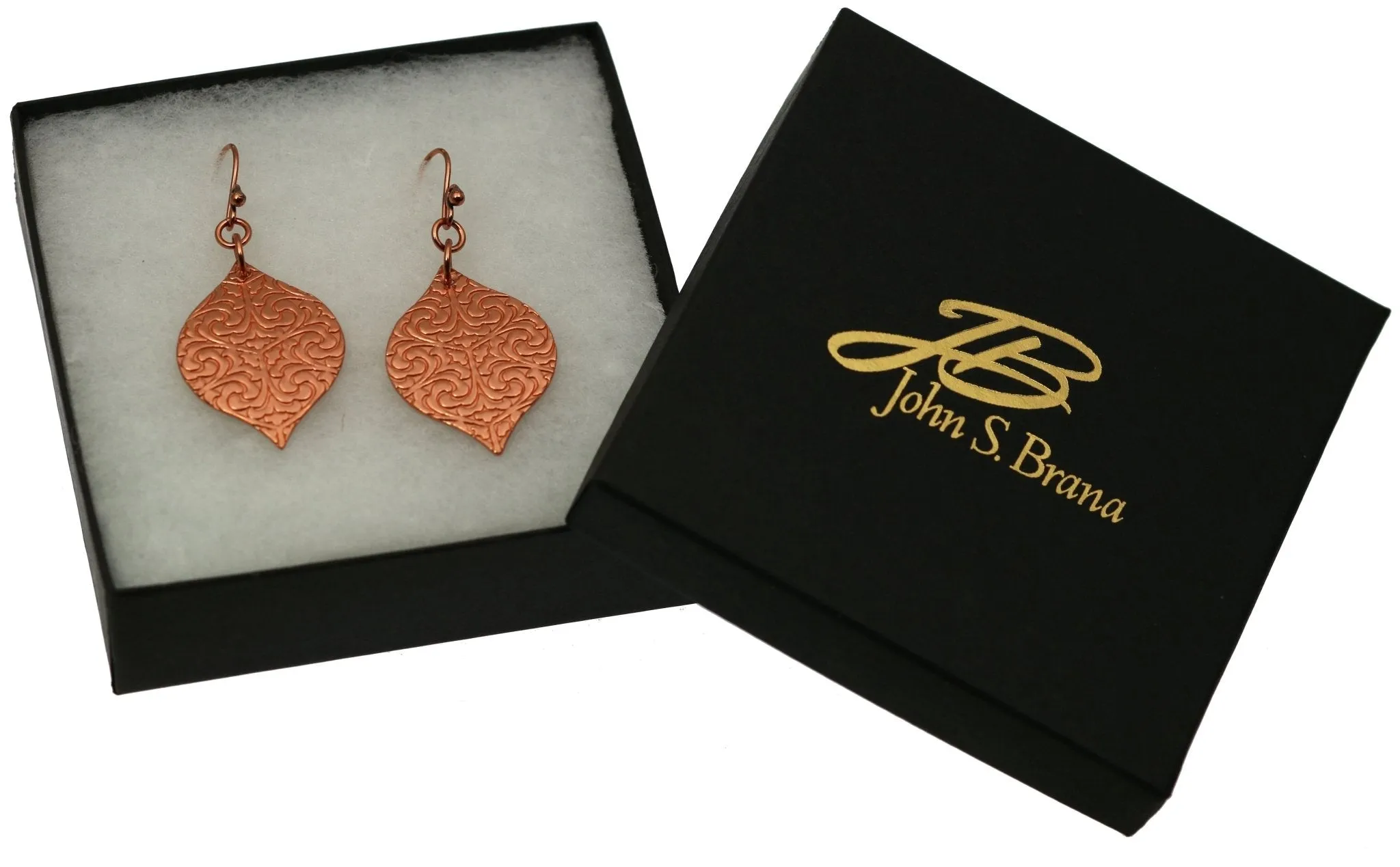 Damask Embossed Marrakesh Copper Drop Earrings