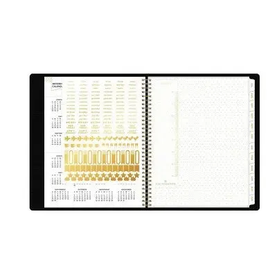 Day Designer 2023-24 Academic Refillable Planner Faux Leather Hard Cover 8.5"x11" Weekly/Monthly Wirebound Black