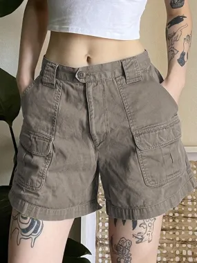 deanwangkt Y2K Summer Women Vintage Streetwear Korean Knee Length Wide Leg Baggy Cargo Pockets Low Waist Sporty Grunge Shorts Pants Women