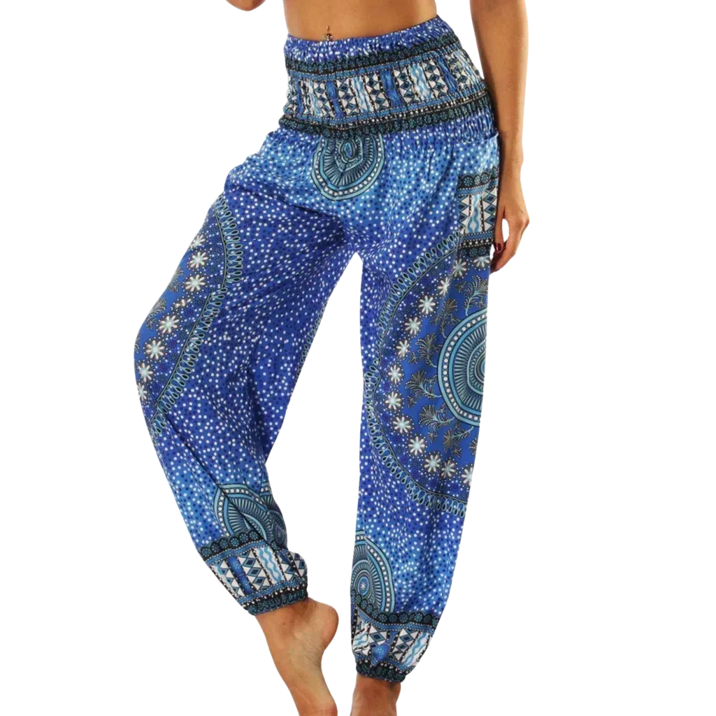 DIGITAL PRINTED BOHO SMOCKED ALADDIN PANTS FOR LADIES