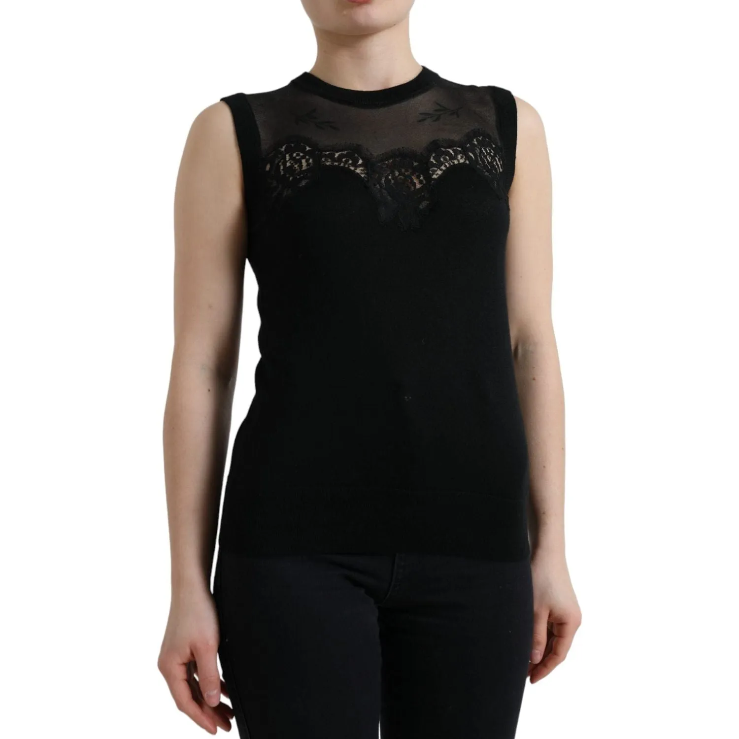 Dolce & Gabbana Elegant Lace Trim Sleeveless Tank Top