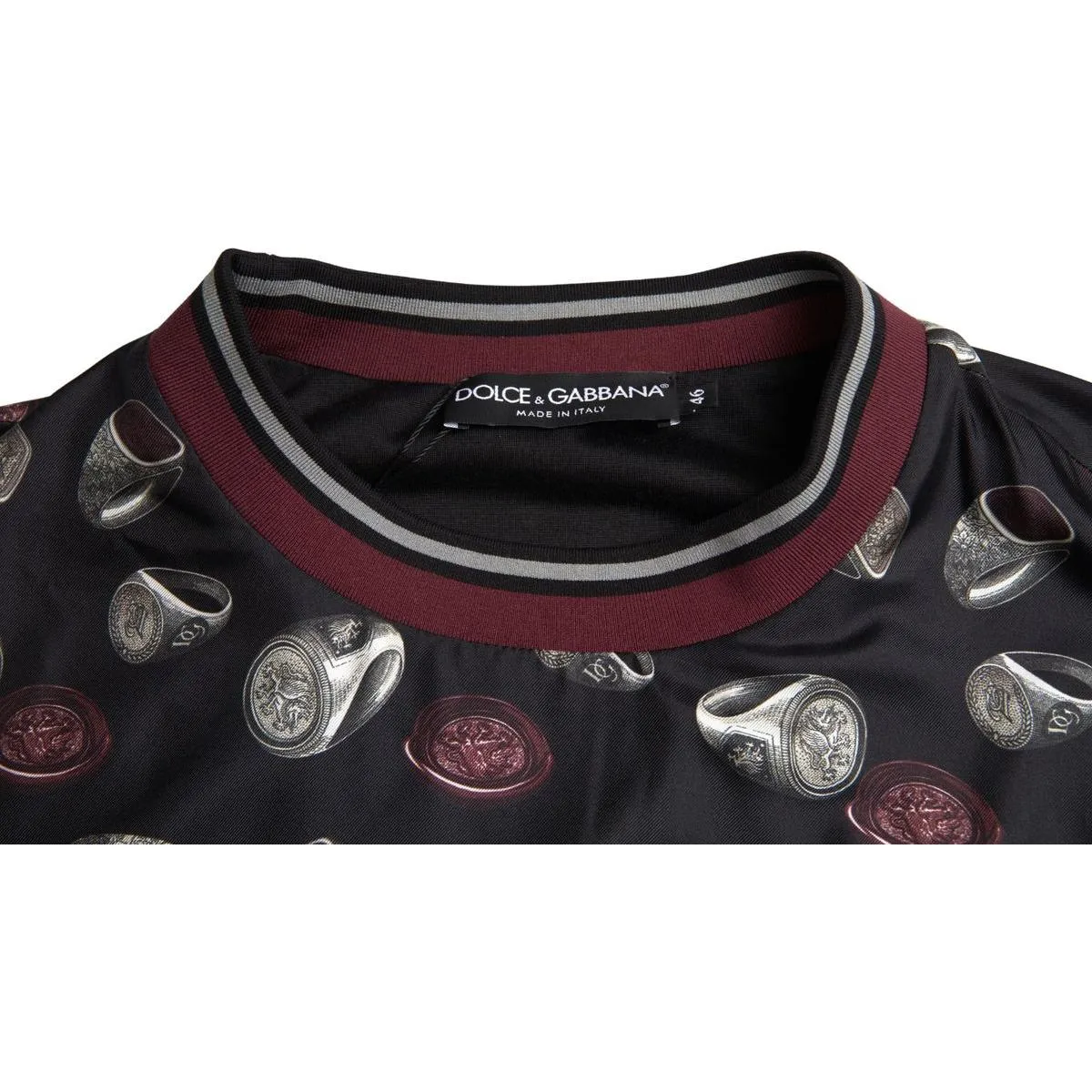 Dolce & Gabbana Elegant Silk Crewneck Pullover - Black Multicolor