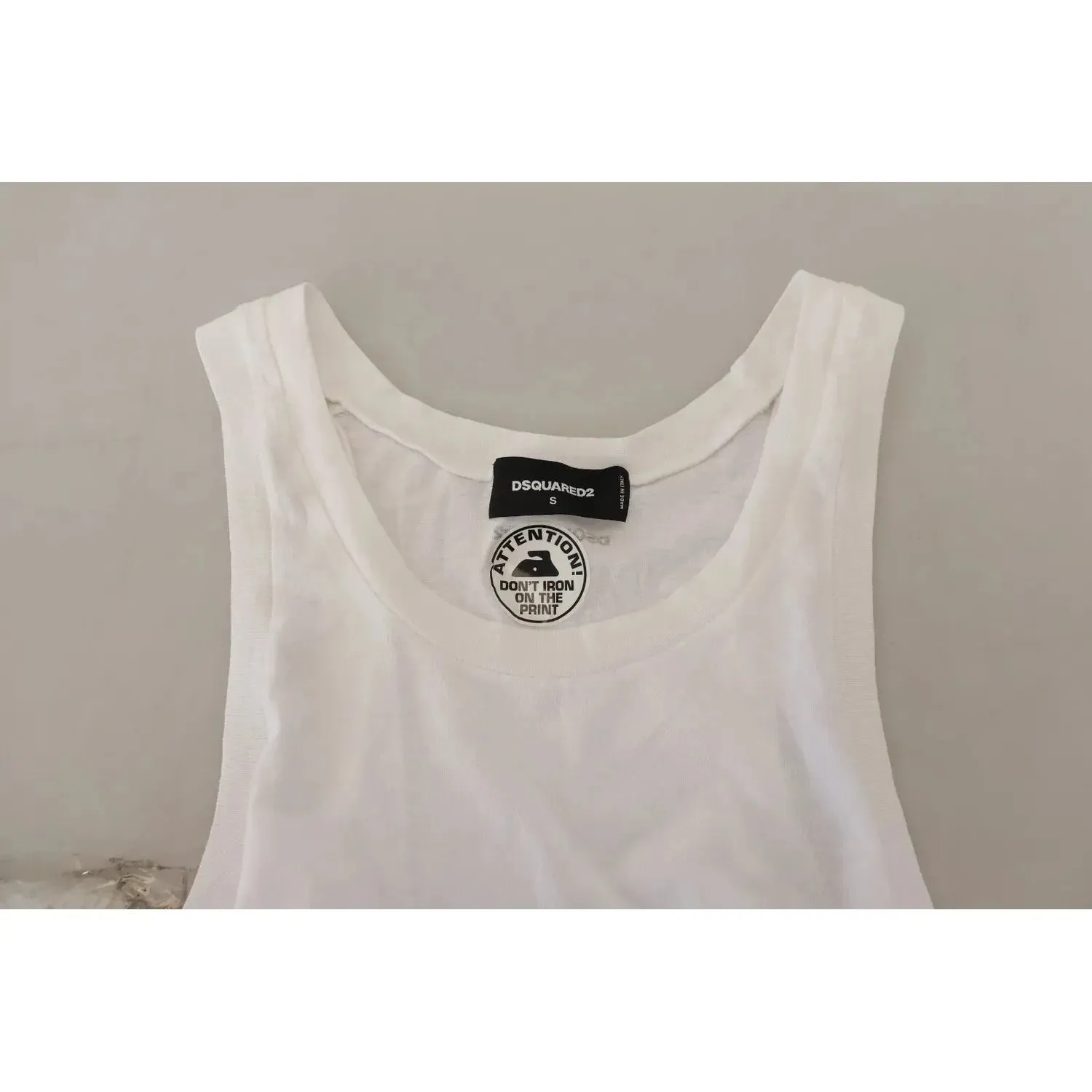 Dsquared² White Cotton Linen Sleeveless Tank T-shirt