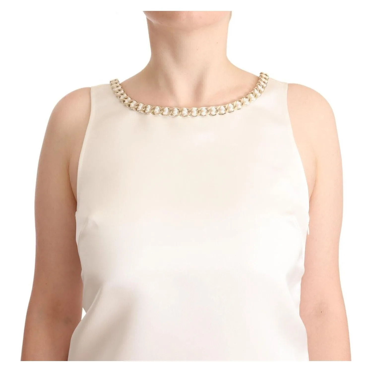 Elisabetta Franchi Elegant Sleeveless Mini Dress with Embellished Neckline