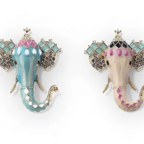 Enamel And Crystal Bejewelled Regal Elephant Brooch