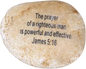 Extra Large Engraved Inspirational Scripture Biblical Natural Stones Collection - Stone XII : James 5:16 :" The Prayer of a Righteous Man is Powerful and Effective.