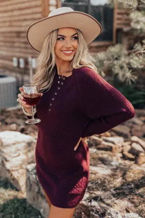 Falling For Hue Sweater Dress In Windsor Wine