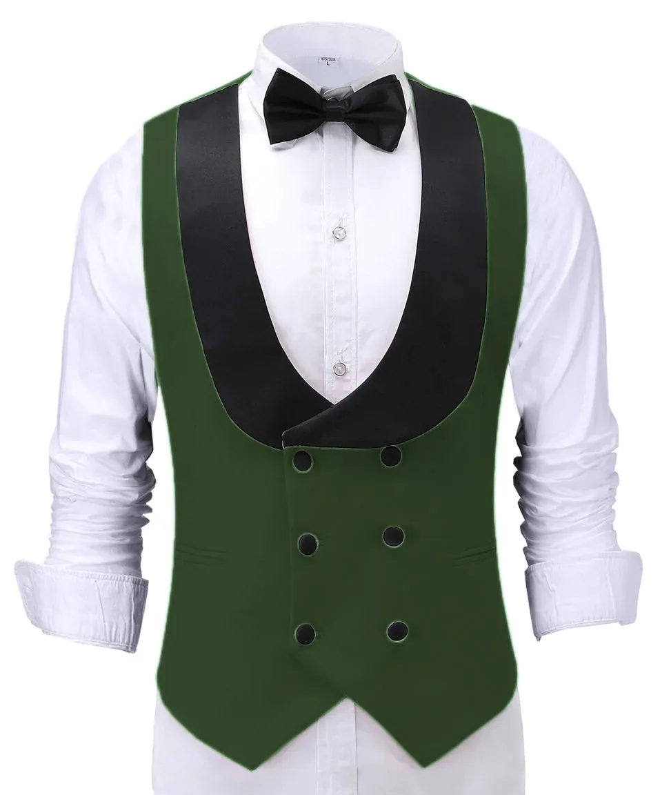 Fashion Men's Suit Vest Regular Fit Shawl Lapel Waistcoat For Wedding