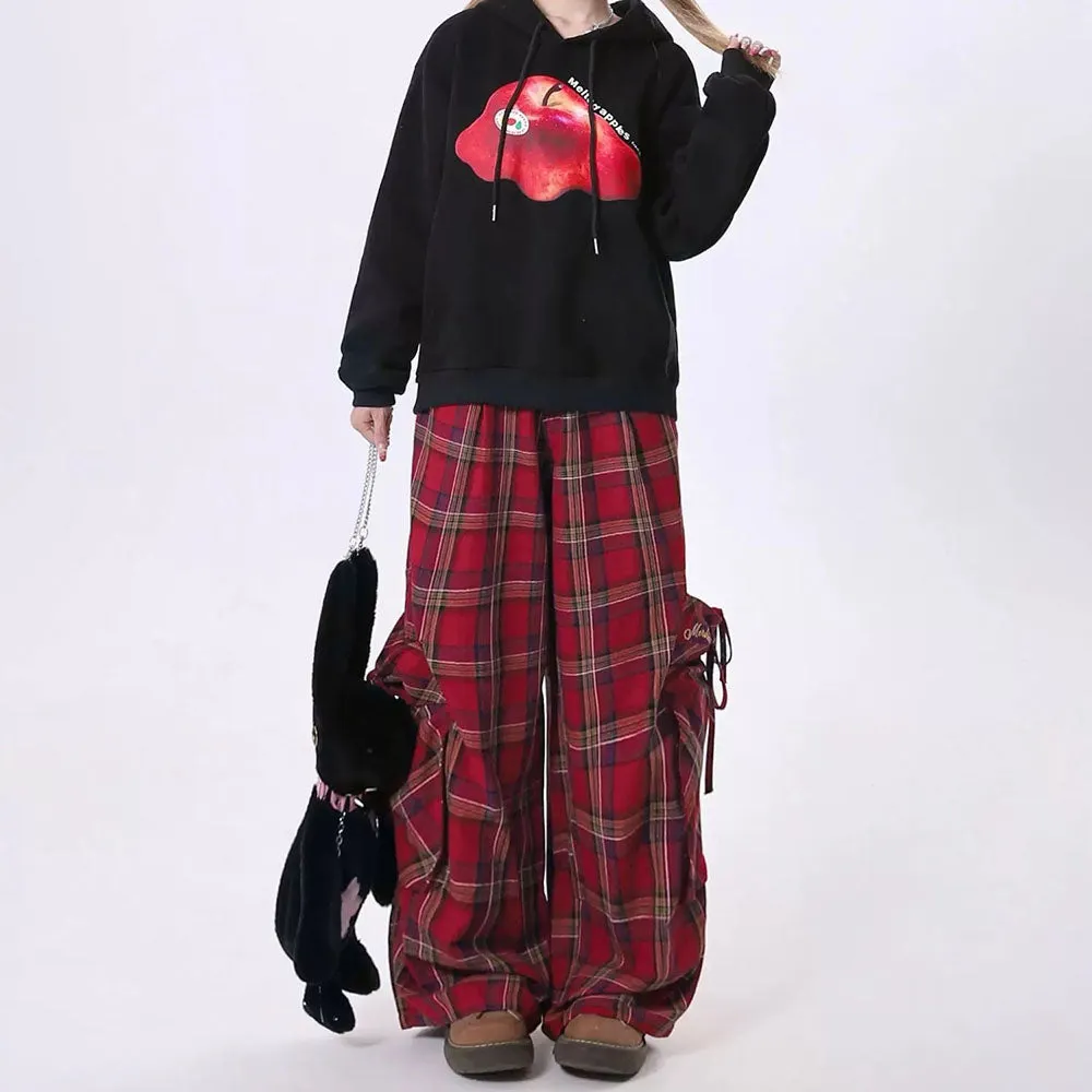 Fashionkova 90's Grunge Plaid Cargo Pants