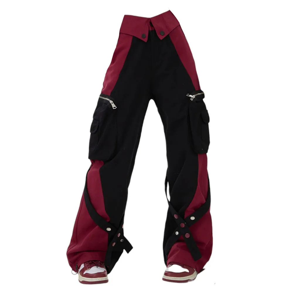 Fashionkova Black & Red Grunge Cargo Pants