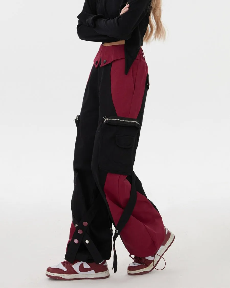 Fashionkova Black & Red Grunge Cargo Pants